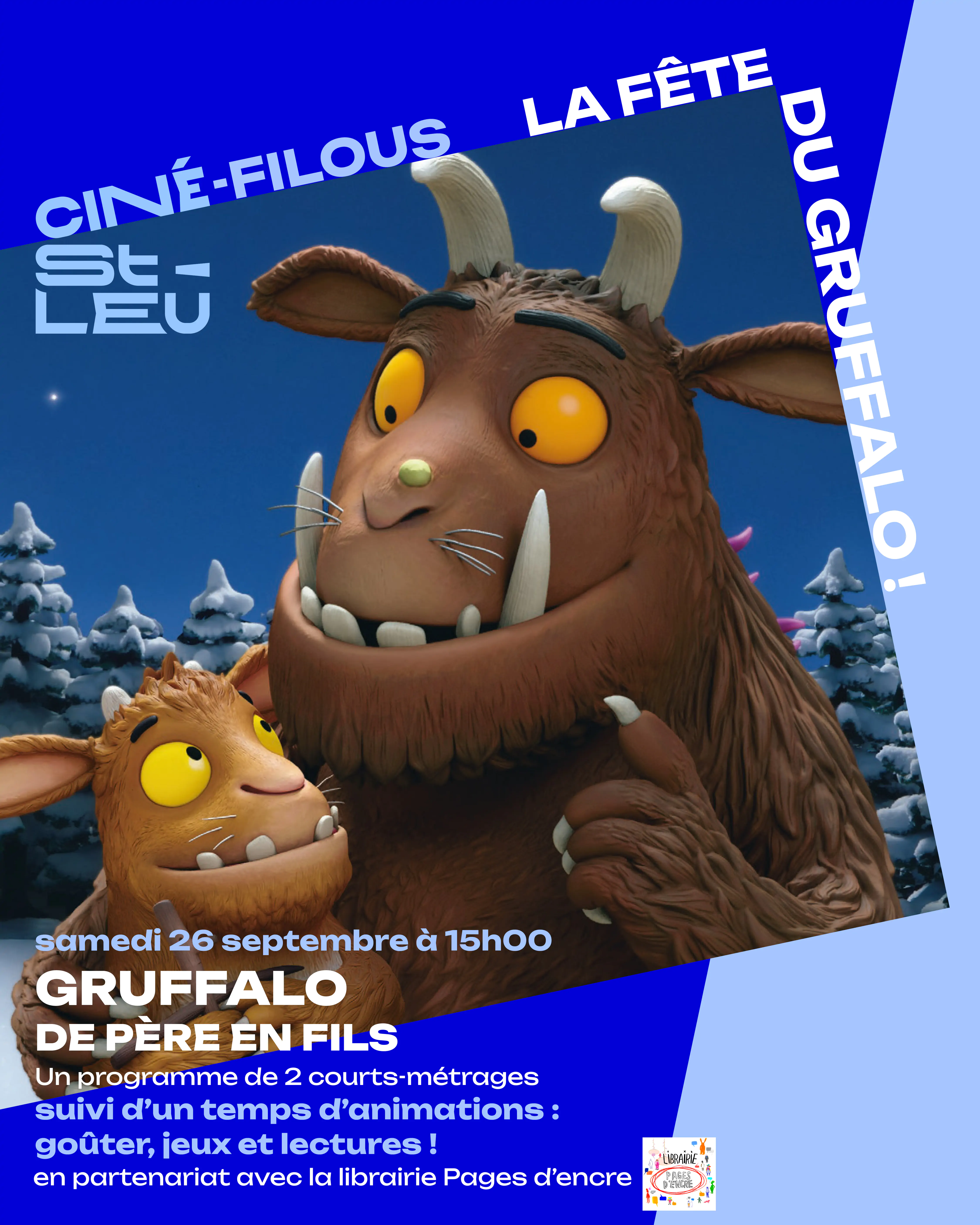 Ciné-Filous : "Gruffalo, de père en fils" avec goûter, animations et lectures (dès 3 ans)