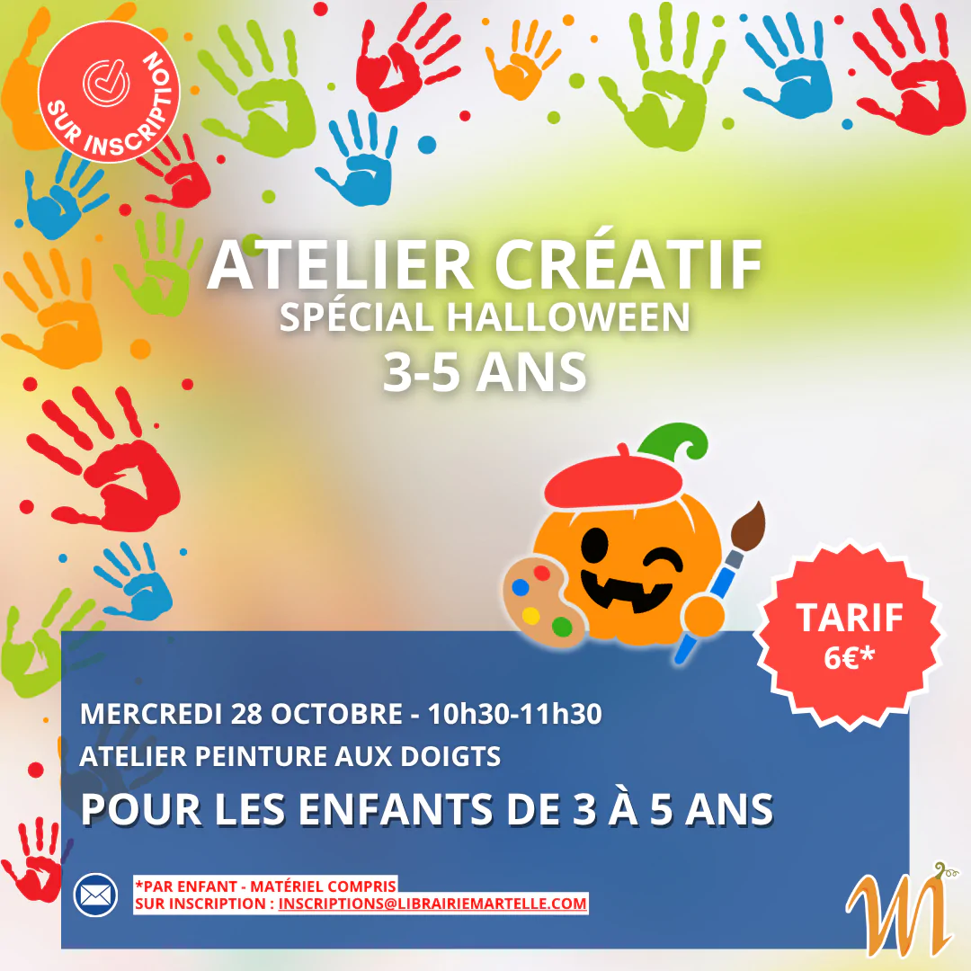 Atelier créatif peinture aux doigts à la librairie Martelle