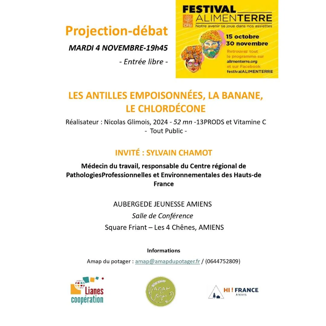 Projection / débat du documentaire "Les Antilles empoisonnées, la banane, le chlordécone"